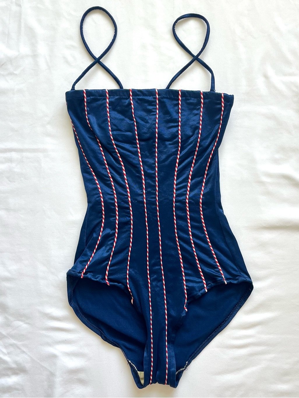 Vintage 1970s Gabar One Piece Swimsuit Usa Made Xs Navy Blue